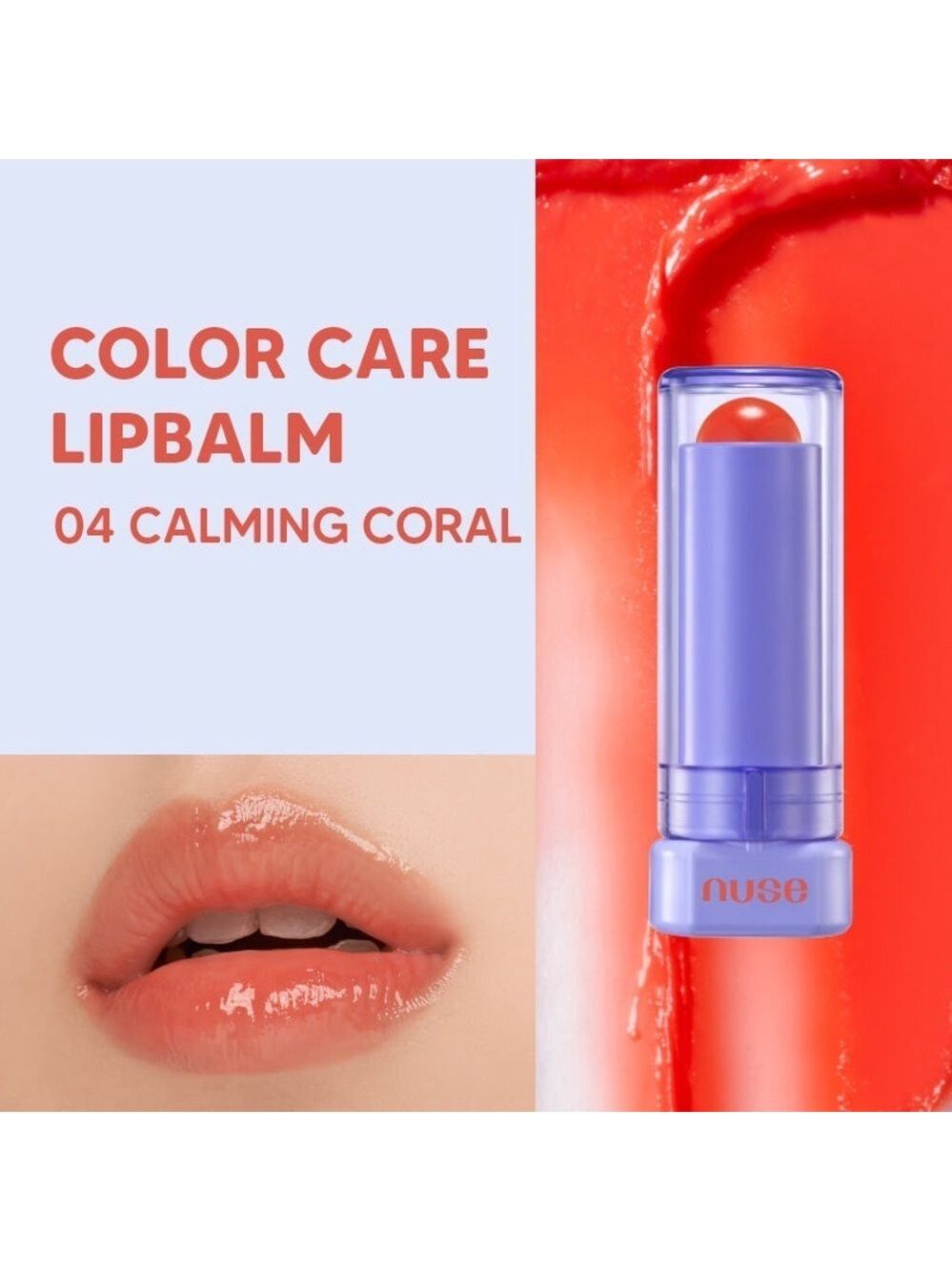 nuse CALMIMG CORAL Color Care Lip Balm 04 | NEW | K-Beauty | Nooz #4 Lipbalm - Picture 3 of 16